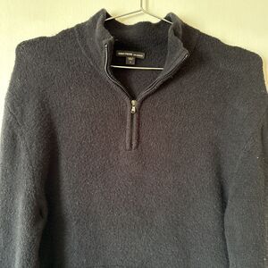 James Perse 1/4 Zip Cotton Pullover Kangaroo Pocket Black | Wmns Size 1 (Small)